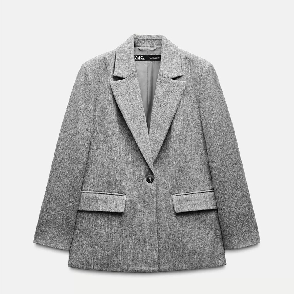 Zara Women's Classic Wool Blend Gray Blazer